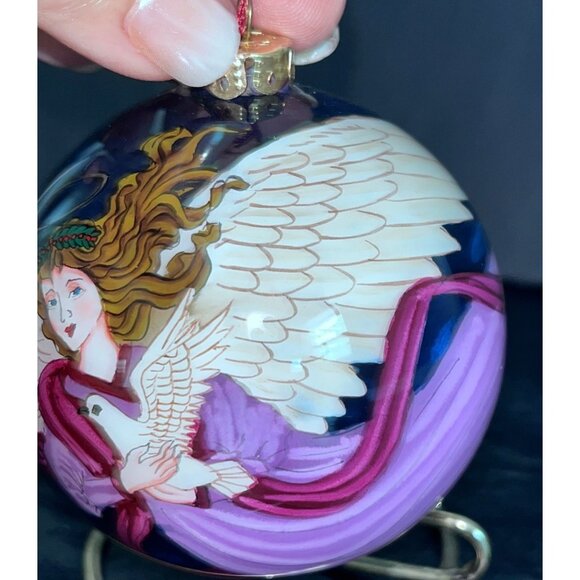 Hand-Painted Glass Angel Ball Christmas Ornament In Satin-Lined Box - Picture 6 of 7